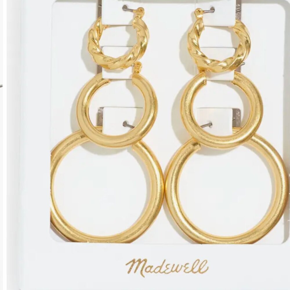 Madewell Twisted Gold Double Hoop Earrings